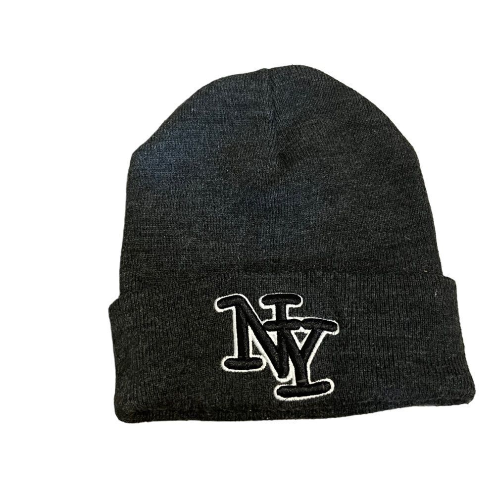 New York NY Dark Grey Black Beanie Hat